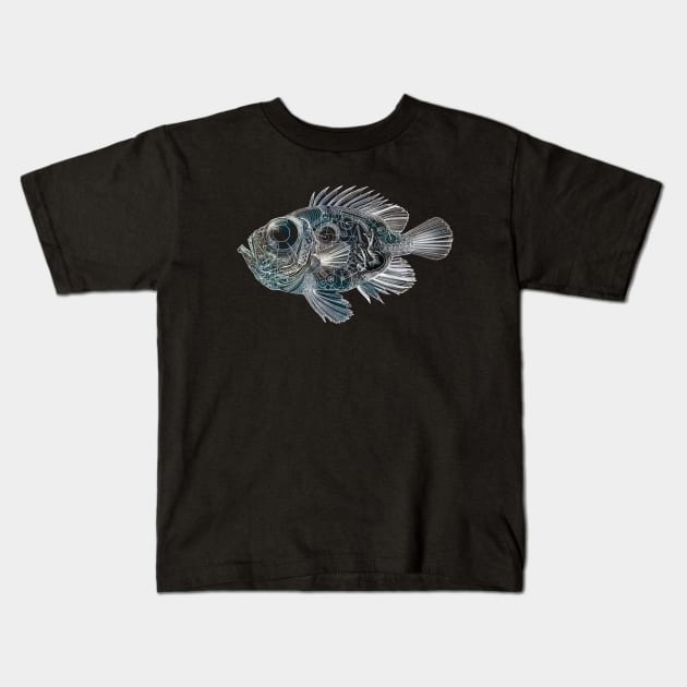 Steampunk Jonah Fish Kids T-Shirt by Marike Korting Art